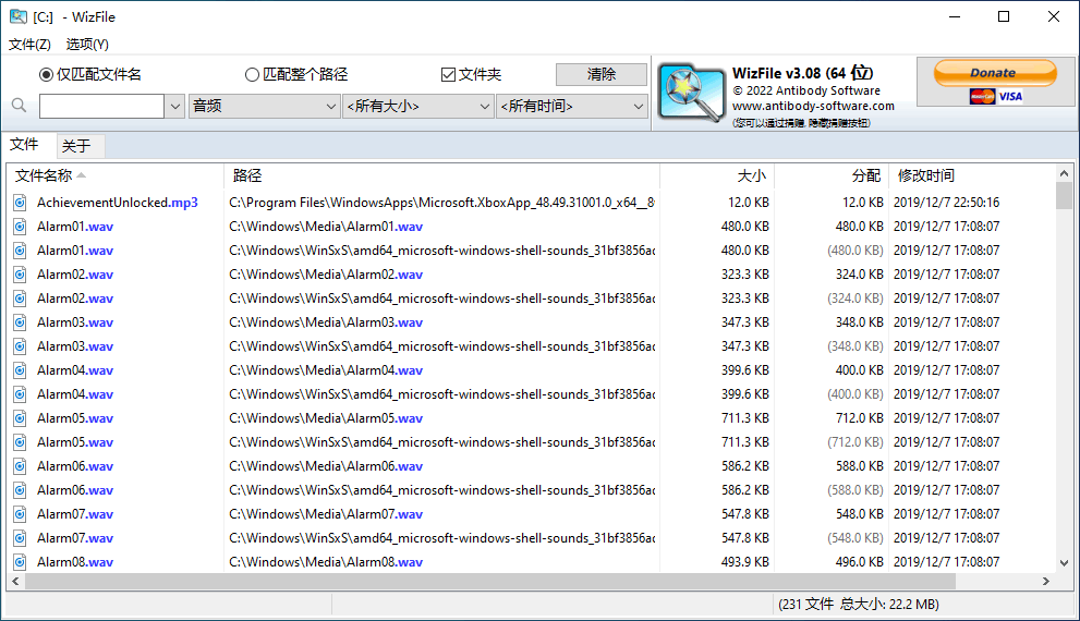 Windows 文件索检工具 WizFile 3.09 中文多语免费版